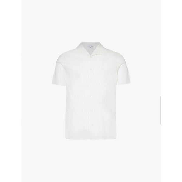 Mens Arne Seersucker-textured short-sleeved cotton-blend shirt