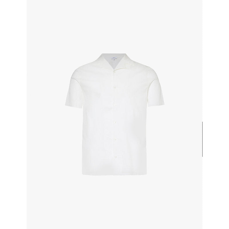 Mens Arne Seersucker-textured short-sleeved cotton-blend shirt