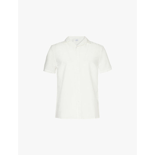 Mens Arne Seersucker-textured short-sleeved stretch-woven shirt