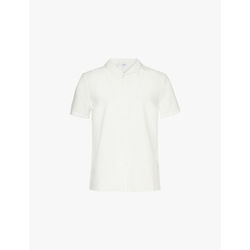 Mens Arne Seersucker-textured short-sleeved stretch-woven shirt