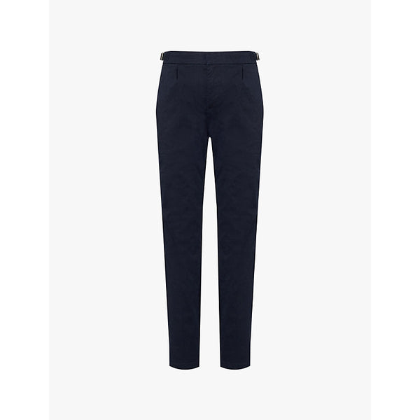 Mens Arne Side Adjuster branded-hardware tapered-leg tailored-fit stretch-cotton trousers