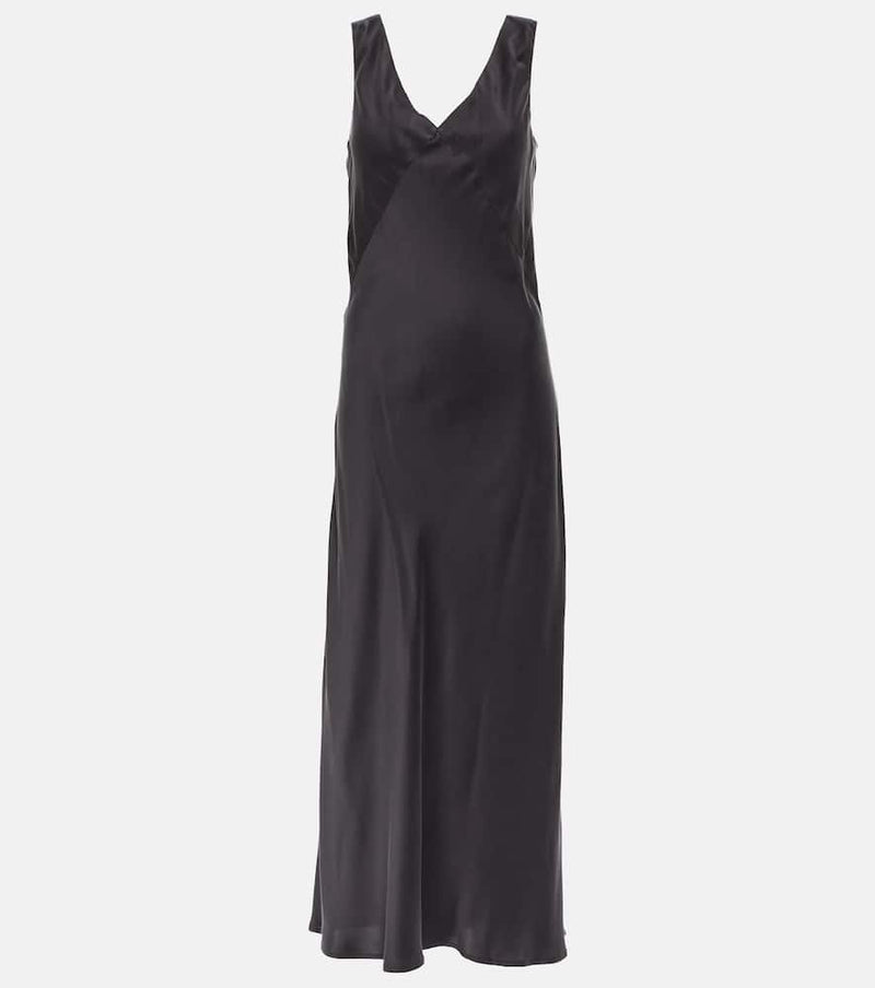 Asceno Bordeaux silk satin slip dress