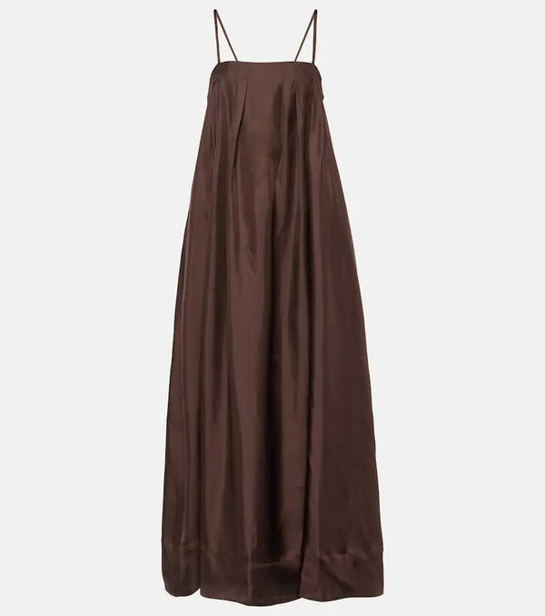 Asceno Heather silk twill maxi dress