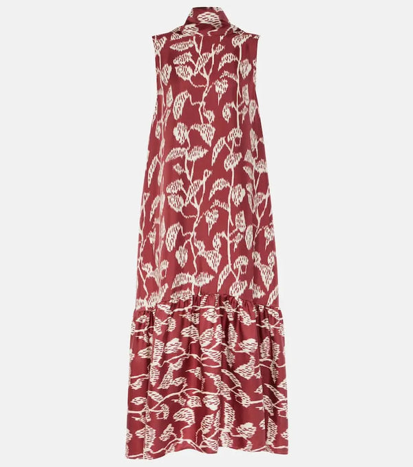 Asceno Oslo floral silk twill midi dress