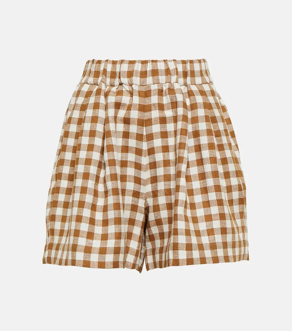 Asceno Zurich checked linen shorts | LYBSTORE