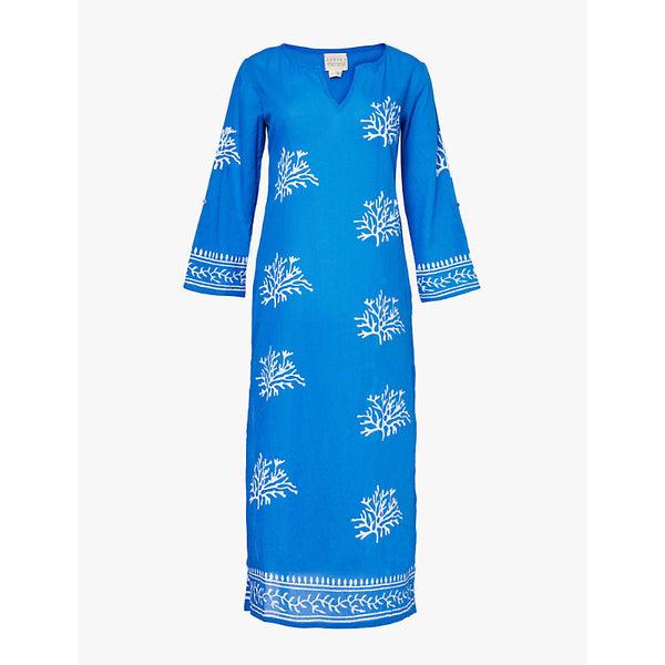 Womens Aspiga Guadalupe embroidered motifs organic-cotton midi dress