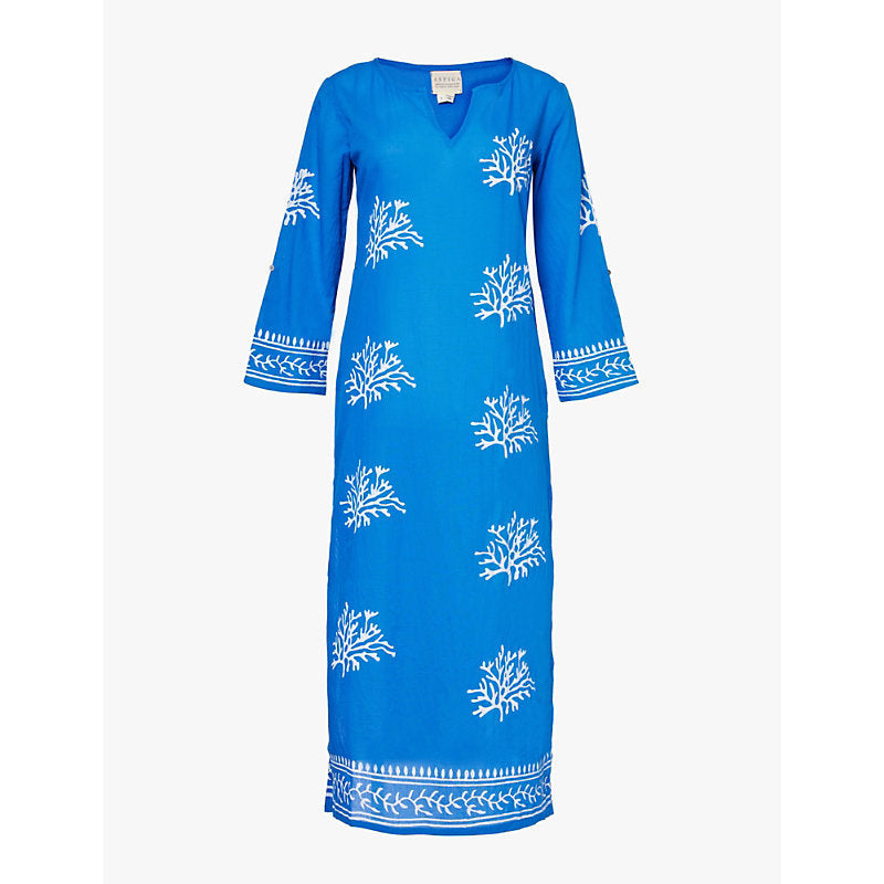 Womens Aspiga Guadalupe embroidered motifs organic-cotton midi dress