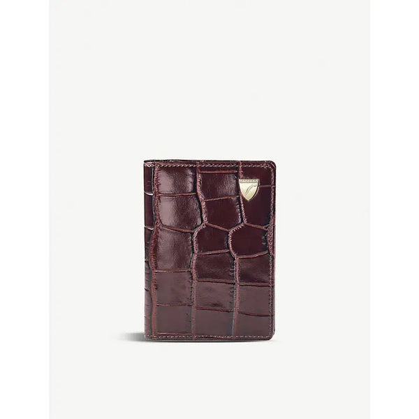 Aspinal Of London Double Fold croc-embossed leather card holder | Aspinal Of London