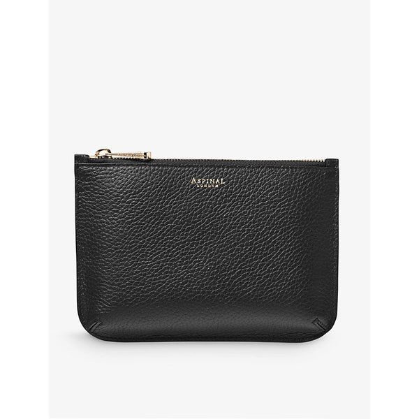 Womens Aspinal Of London Ella medium logo-print grained-leather pouch