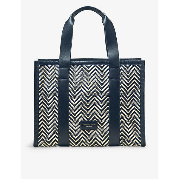 Womens Aspinal Of London Henley small chevron-woven leather tote bag