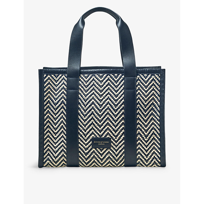 Aspinal Of London Henley small chevron-woven leather tote bag | LYBSTORE