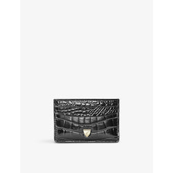 Aspinal Of London Logo-embellished croc-embossed leather card holder | LYBSTORE