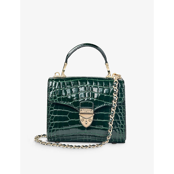 Womens Aspinal Of London Mayfair mini crocodile-embossed leather bag