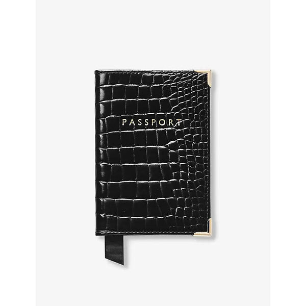 Aspinal Of London Patent crocodile-embossed leather passport cover | Aspinal Of London