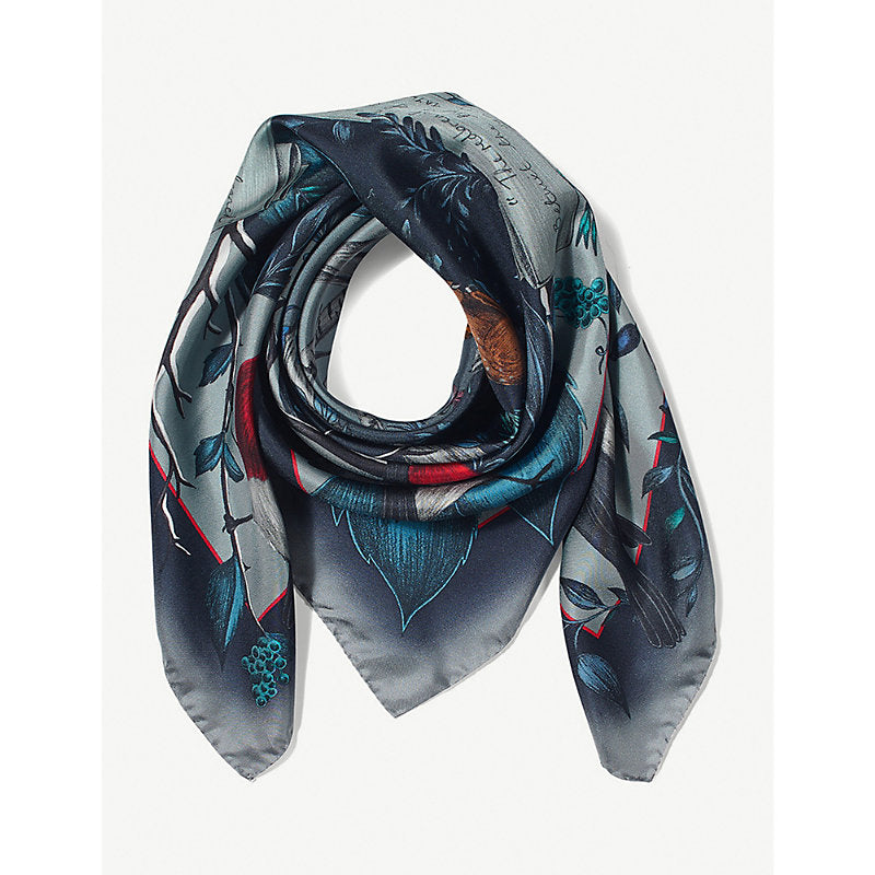 Womens Aspinal Of London Robin graphic-print silk scarf