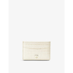 Womens Aspinal Of London Slim croc-embossed leather cardholder