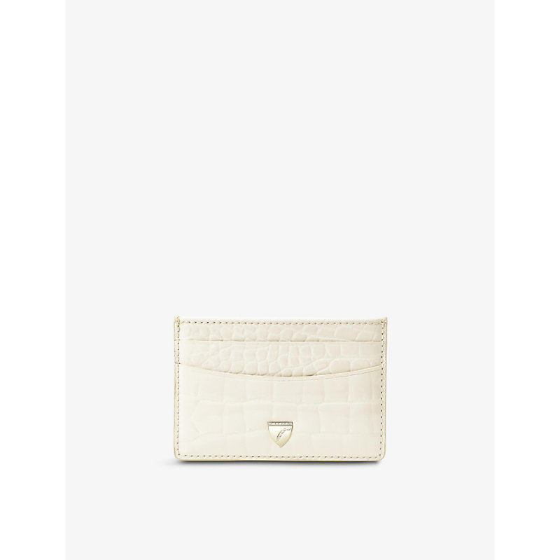 Womens Aspinal Of London Slim croc-embossed leather cardholder