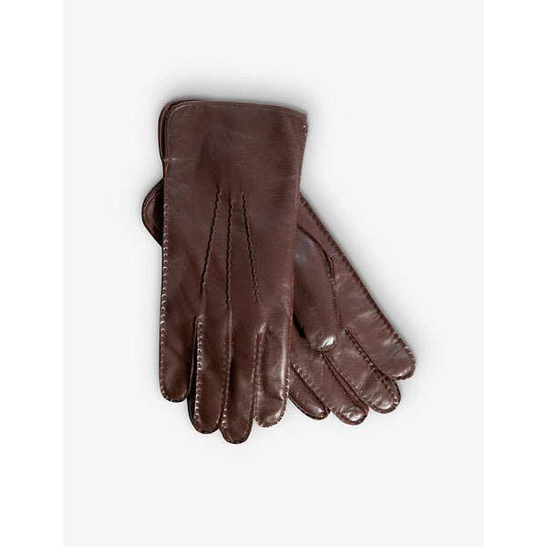 Mens Aspinal Of London Stitch-embellished cashmere and leather gloves