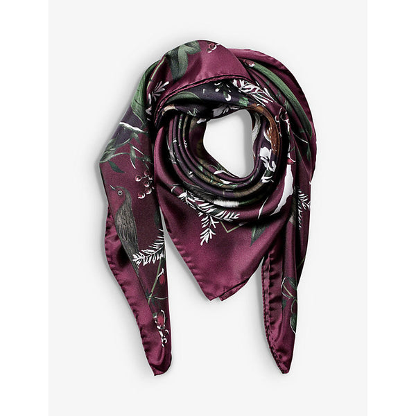  Aspinal Of London Woodland graphic-print silk scarf