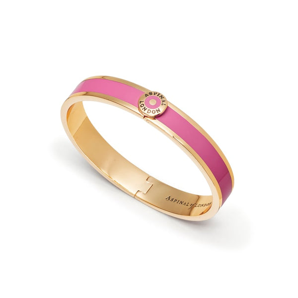 Aspinal of London Bangle in Candy Pink Enamel on 18ct Gold Plated