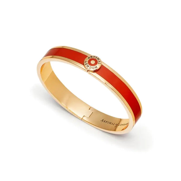 Aspinal of London Bangle in Cardinal Red Enamel on 18ct Gold Plated