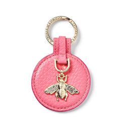 Aspinal of London Bee Keyring in Candy Pink Pebble