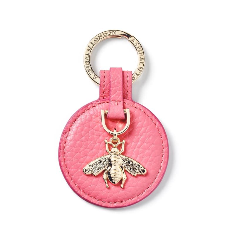 Aspinal of London Bee Keyring in Candy Pink Pebble