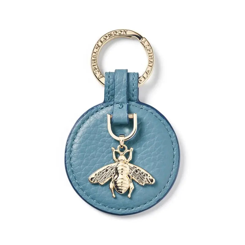 Aspinal of London Bee Keyring in Cornflower Blue Pebble