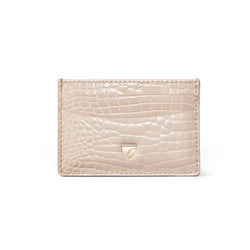 Aspinal of London Women's Beige Italian Full Grain Leather Crocodile Print Slim Credit Card Holder