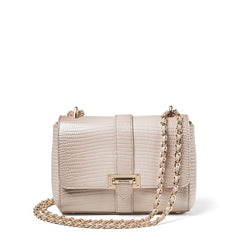 Aspinal of London Beige Leather Lizard Print Lottie Bag