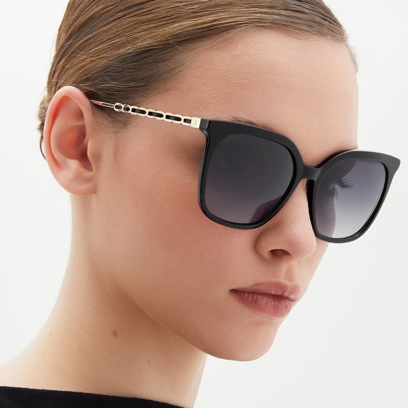 Aspinal of London Women's Black Acetate Santa Monica Sunglasses