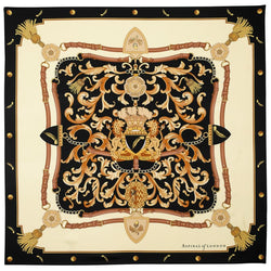 Aspinal of London Black, Beige and Brown Signature Shield Silk Scarf