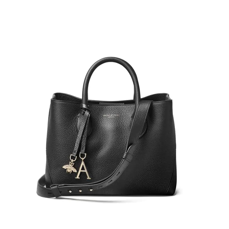 Aspinal of London Black Full Grain Leather Midi Tote Bag