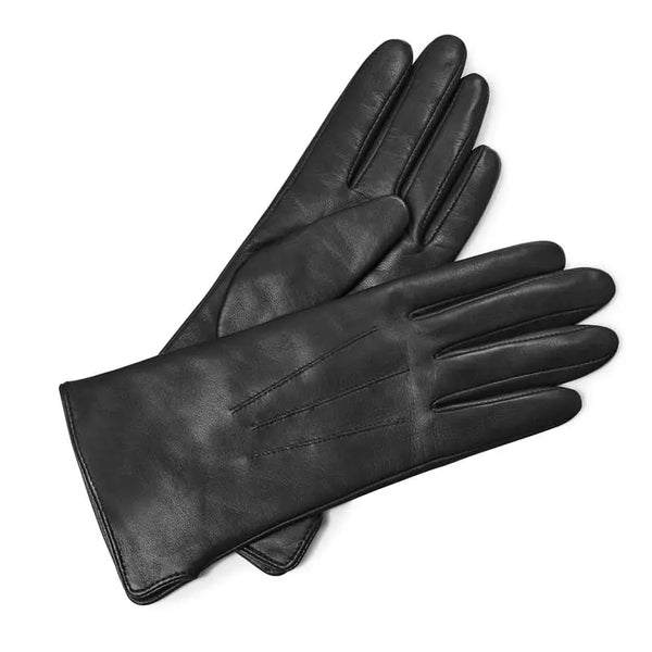 Aspinal of London Black Leather Cashmere Lined Gloves