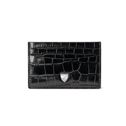 Aspinal of London Black Leather Crocodile Print Slim Credit Card Holder