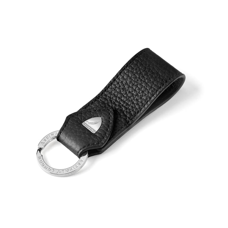 Aspinal of London Black Leather Small Loop Keyring