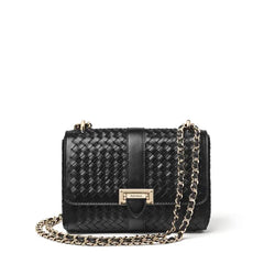 Aspinal of London Black Leather Woven Lottie Bag