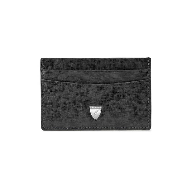 Aspinal of London Black Saffiano Italian Full-Grain Leather Slim Credit Card Holder