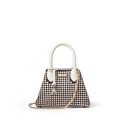 Aspinal of London Black and White Leather Woven Paris Bag