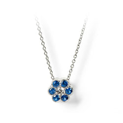 Aspinal of London Blue Athena 18ct White Gold, Sapphire & Diamond Cluster Pendant Necklace