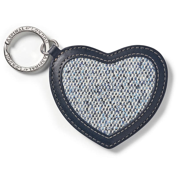 Aspinal of London Women's Blue Canvas Leather Heart Key Ring