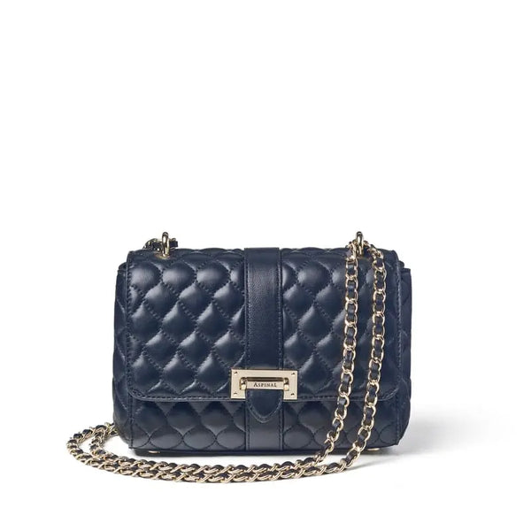 Aspinal of London Blue Quilted Leather Lottie Bag