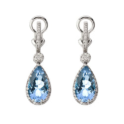 Aspinal of London Blue, White and Silver Hollywood Teardrop Topaz & Diamond Earrings