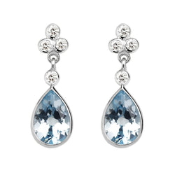 Aspinal of London Blue and Silver Diamond Aquamarine Aphrodite Teardrop Earrings