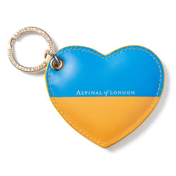 Aspinal of London Women's Blue and Yellow Leather Colourblock Heart Keyring #StandWithUkraine