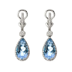 Aspinal of London Blue, White and Silver Hollywood Teardrop Topaz & Diamond Earrings