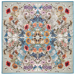 Aspinal of London Botanical 'A' Silk Scarf in Dove Grey