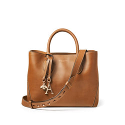 Aspinal of London Brown Leather Tan Midi Tote Bag