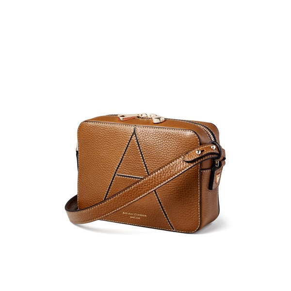 Aspinal of London Brown Pebble Leather Tan Camera 'A' Bag