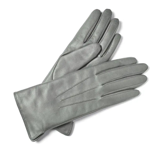 Aspinal of London Cashmere Lined Leather Gloves in Grey Nappa